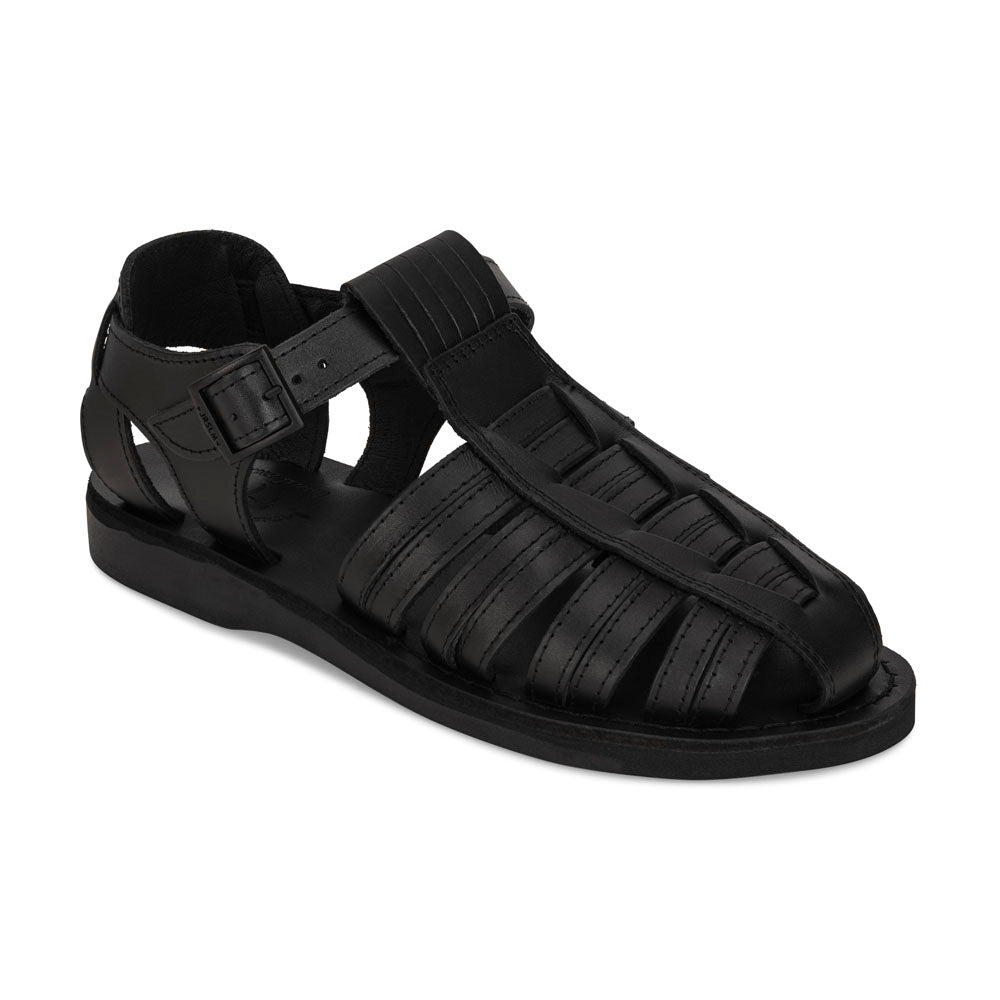 Barak | Black Leather Closed Toe Sandal