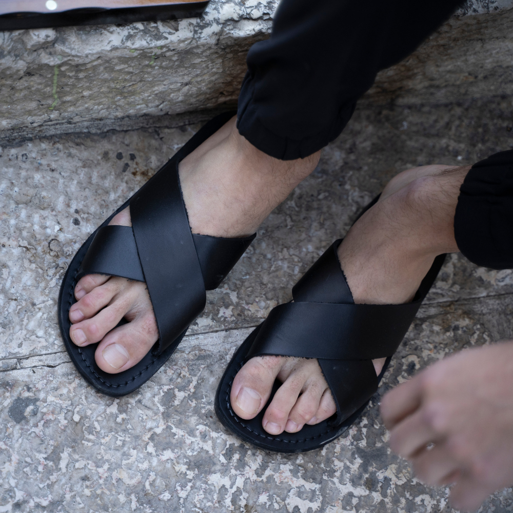 Elan - Leather Slide On Sandal | Black