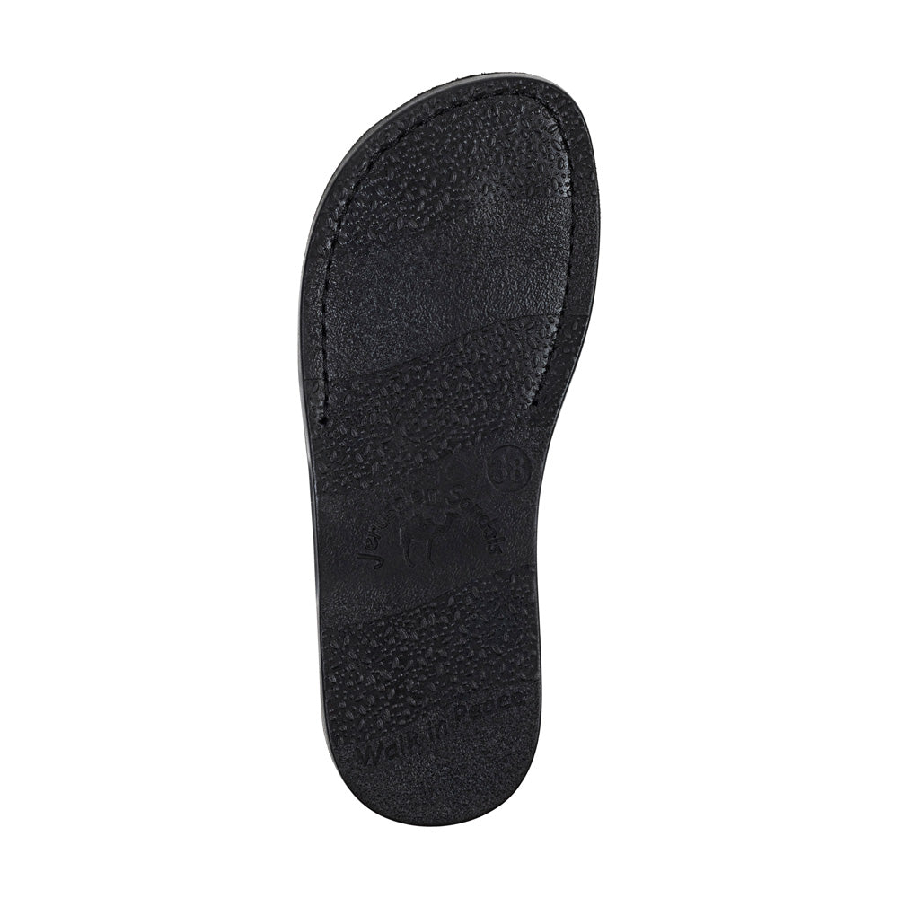 Joanna - Leather Braided Strap Sandal | Black