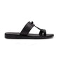 Nathan black, handmade leather slide sandals with toe loop - Side View