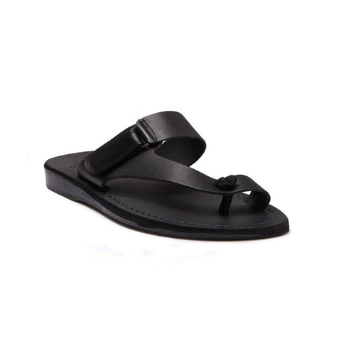 Rafael - Leather Velcro Strap Sandal | Black