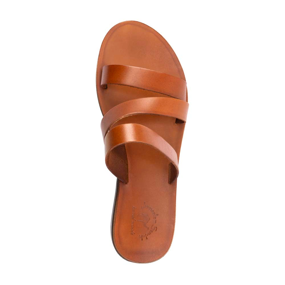 Mila honey, handmade leather slide sandals - up View