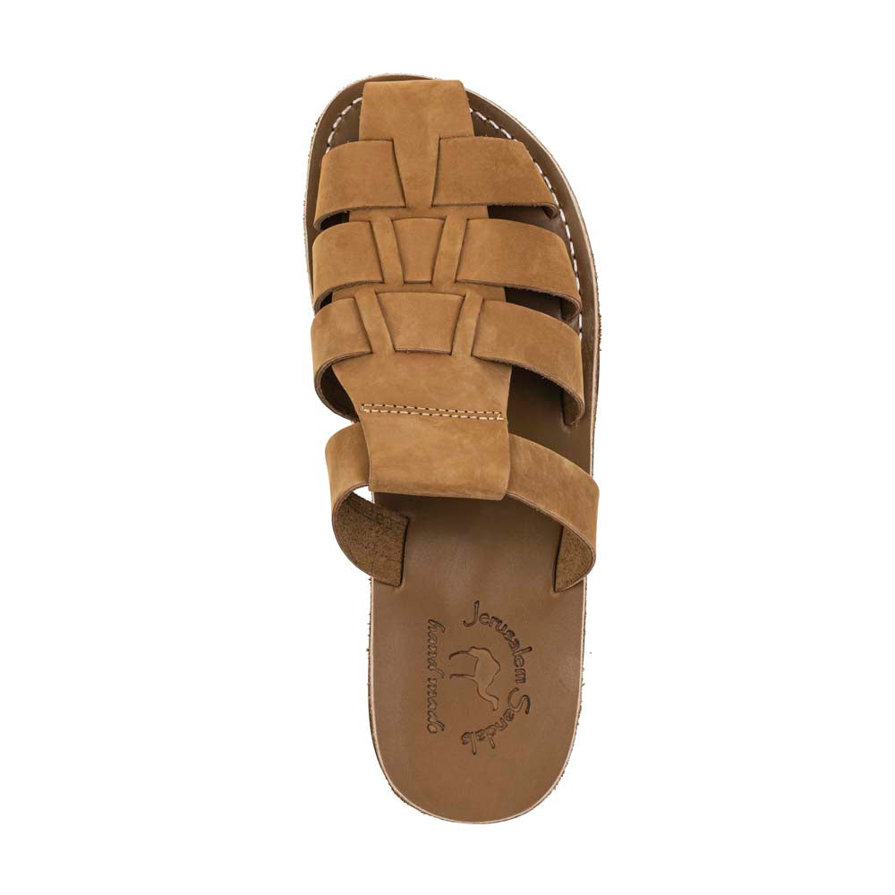 Michael Slide Tan Nubuck - leather pacific slide sandal - top view