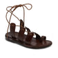 Deborah brown, handmade leather sandals with back strap and toe loop - Front View