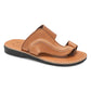 Peter Tan, handmade leather slide sandals with toe loop - Front View