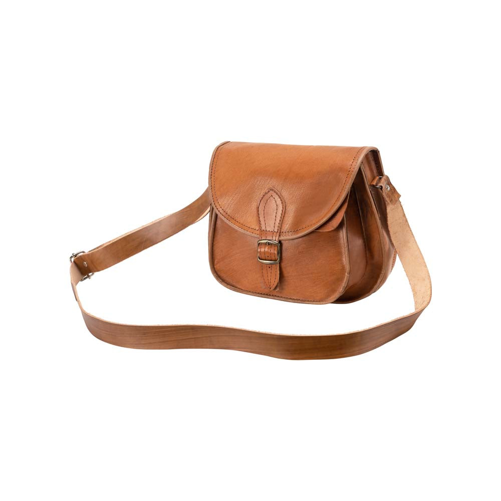 Check and Leather Bag Strap in Tan - Women