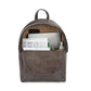 front Pocket Backpack dark brown, handmade leather bag - inside View