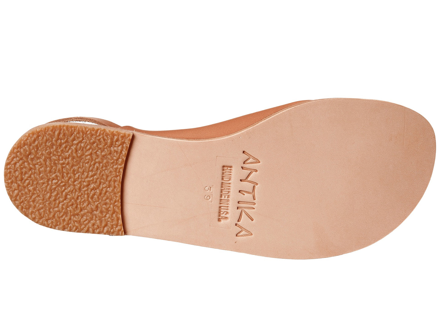 Montana Blvd tan, handmade leather with back strap buckle sandals - sole View