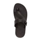 Abner black, handmade leather slide sandals with toe loop - side View