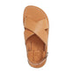 Elan Buckle tan, handmade leather sandals with back strap - Side View
