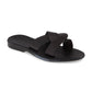 Emily Black, handmade leather slide sandals - Front View