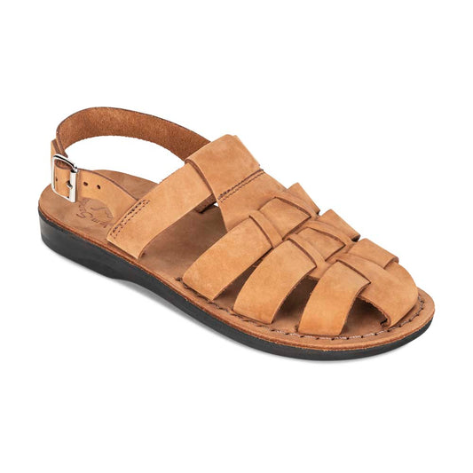 Michael Camel Brown Nubuck Leather Sandals - Side View
