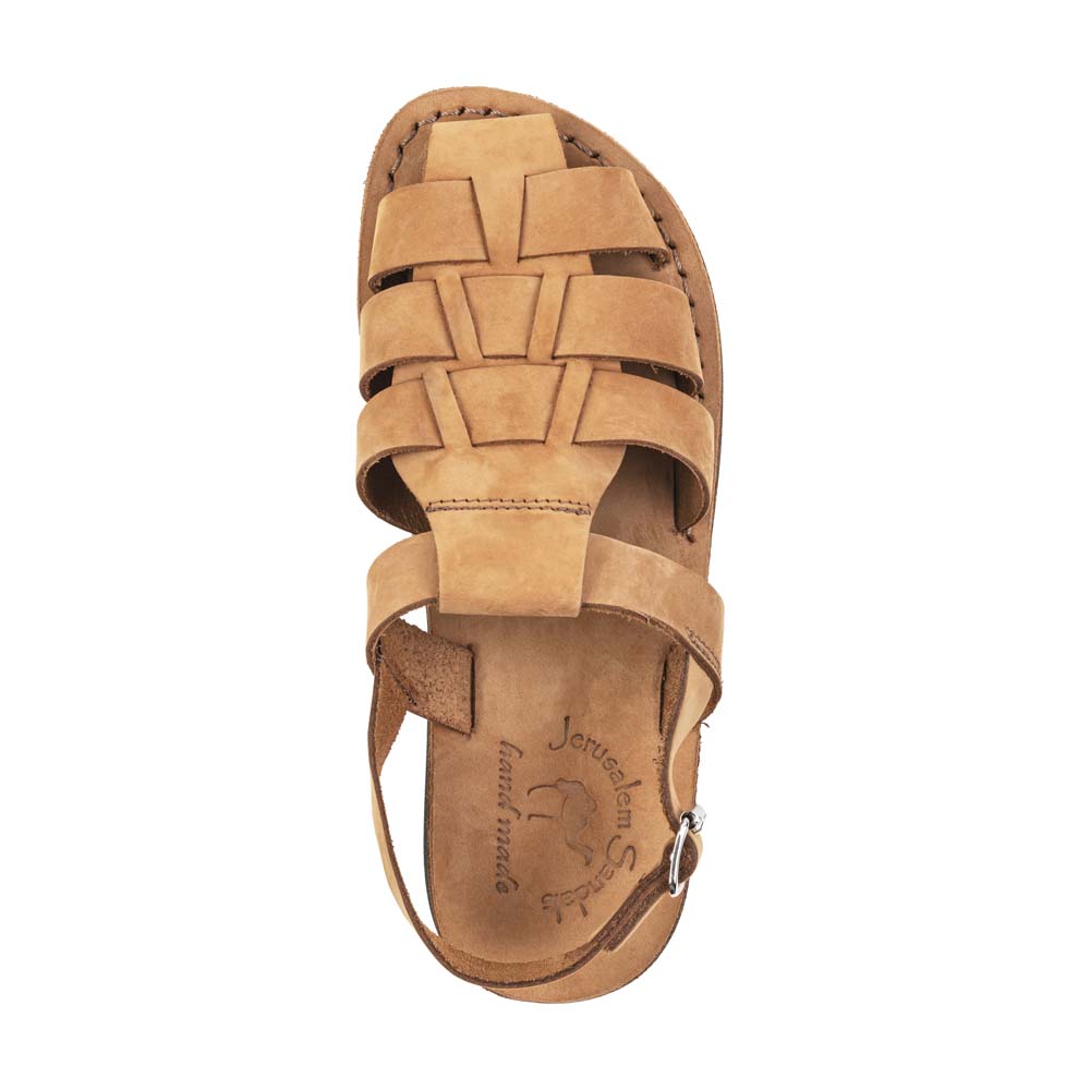 Michael Camel Brown Nubuck Leather Sandals - Top View