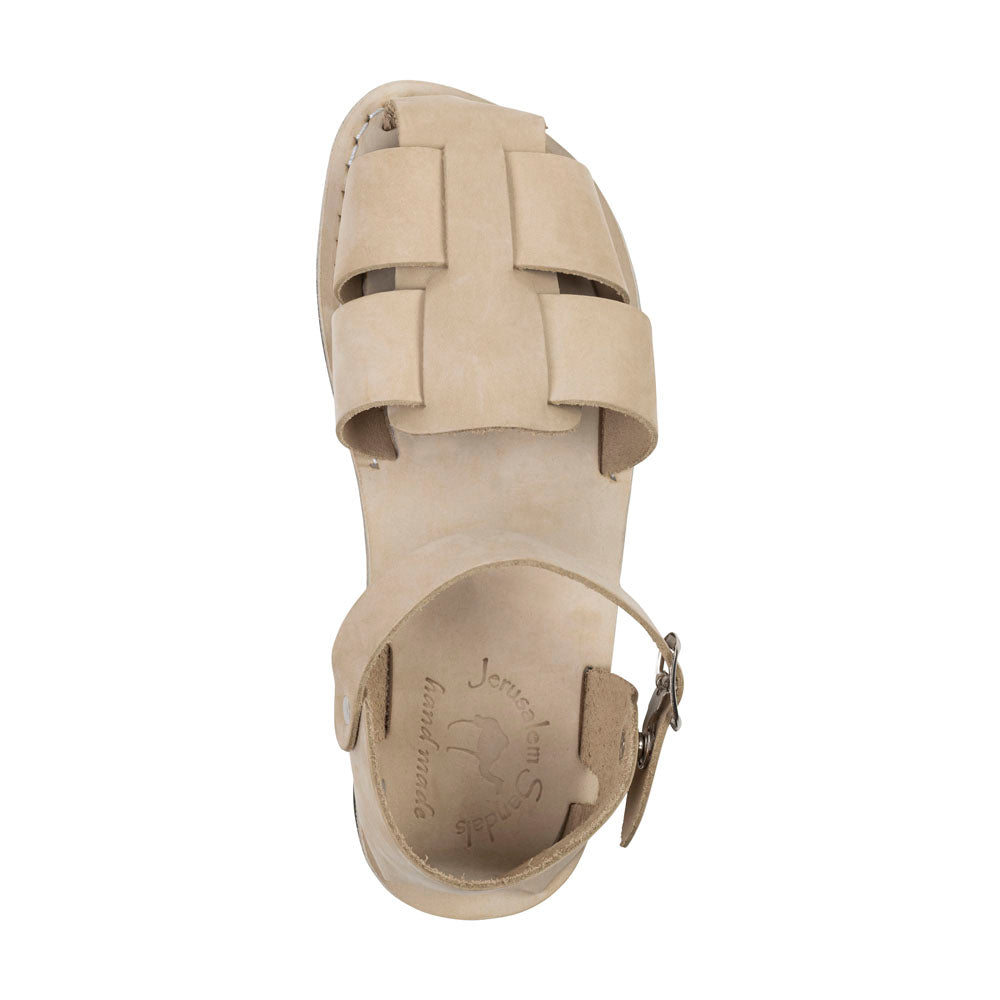 Gemma - Leather Adjustable Strap Sandal | White Nubuck
