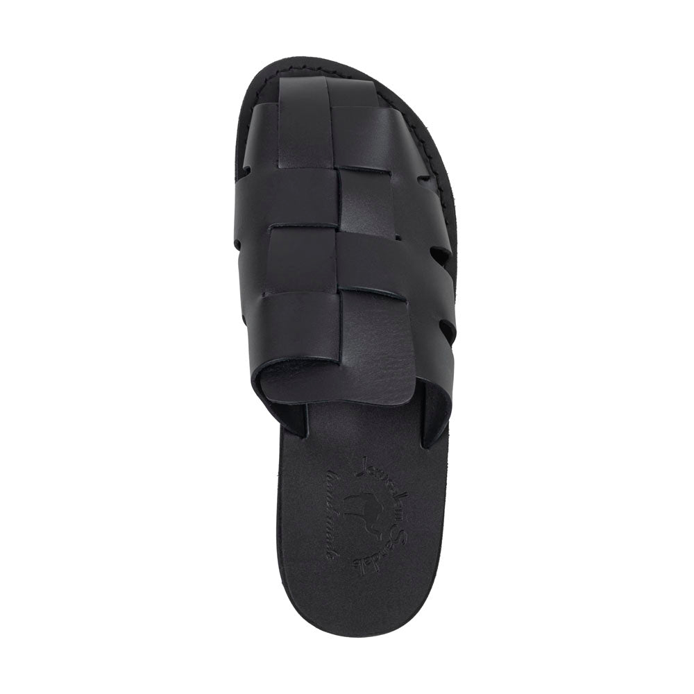 Sailor - Leather Braided Mule Slide | Black