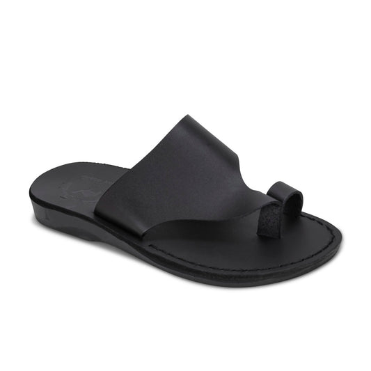 Petra - Leather Toe Strap Sandal | Black