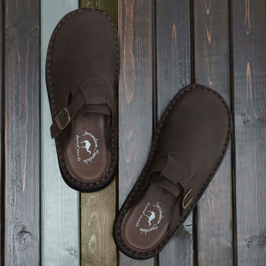 Sawyer - Leather Clog-Toe Sandal | Brown Nubuck