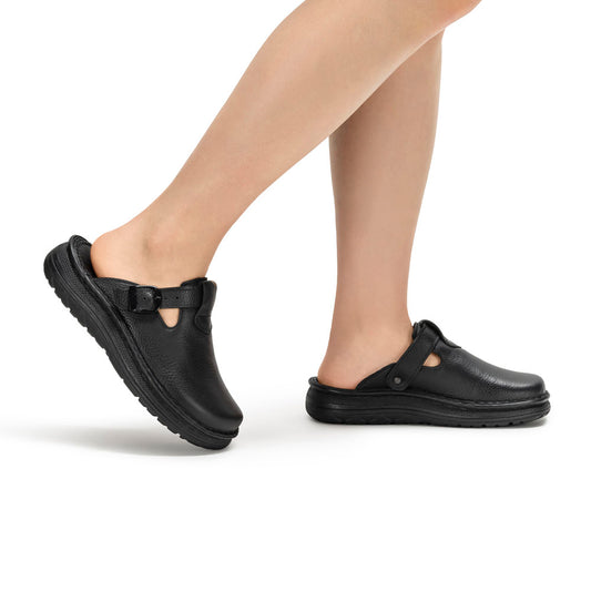 Sawyer - Leather Clog-Toe Sandal | Black