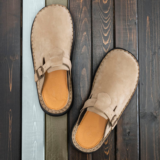 Sawyer - Leather Clog-Toe Sandal | Olive Nubuck