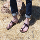 David - Leather Open Toe Sandal | Brown