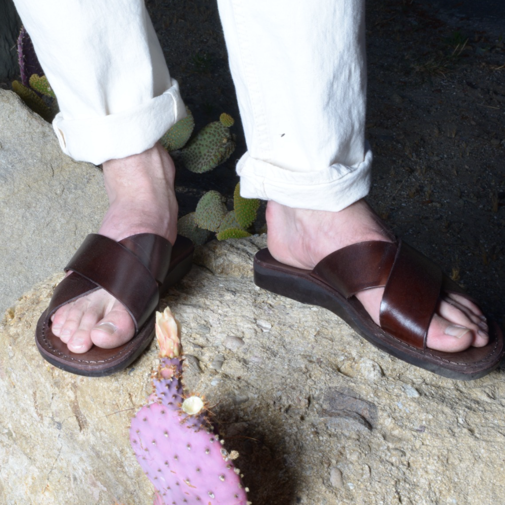 Elan - Leather Slide On Sandal | Brown