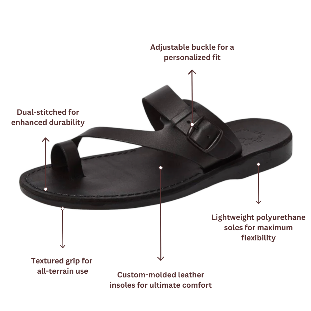 Abner - Leather Metal Buckle Sandal | Black