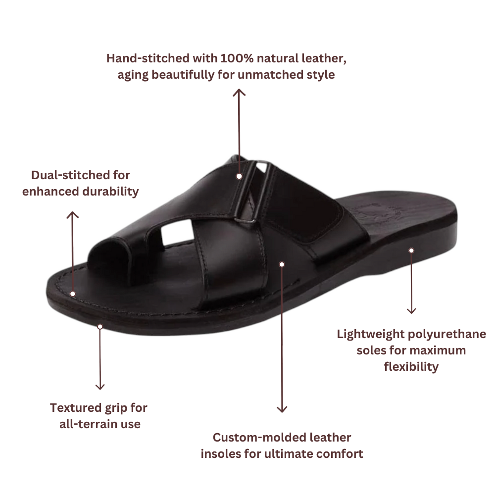 Asher - Leather Slide On Sandal | Black