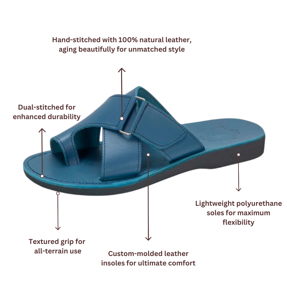 Asher - Leather Slide On Sandal | Blue