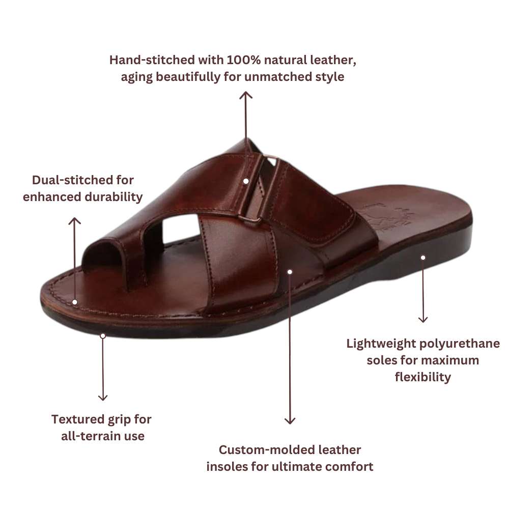 Asher - Leather Slide On Sandal | Brown