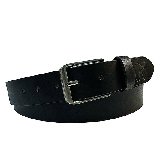 The Jericho Belt - Classic Black Leather Belt | Silver