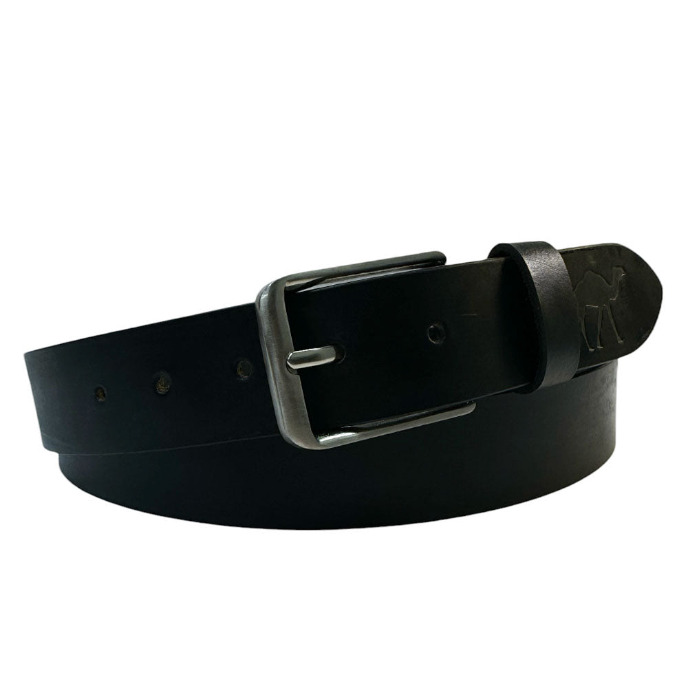 The Jericho Belt - Classic Black Leather Belt | Silver