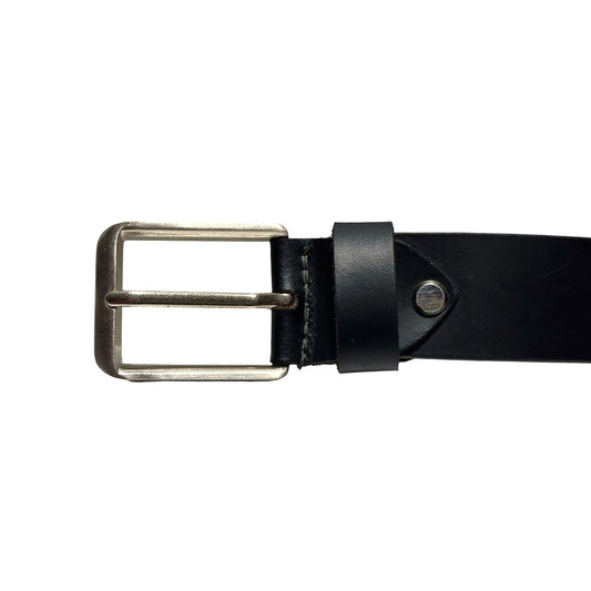 The Jericho Belt - Classic Black Leather Belt | Silver