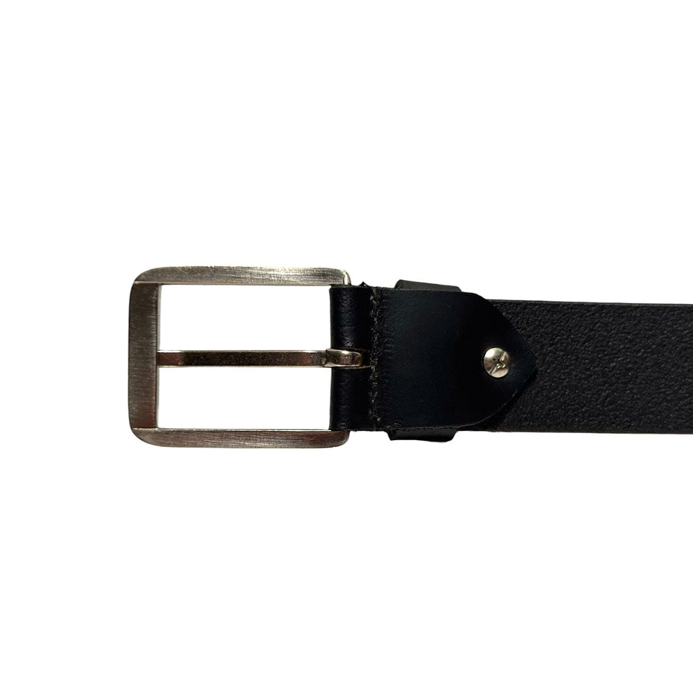 The Jericho Belt - Classic Black Leather Belt | Silver