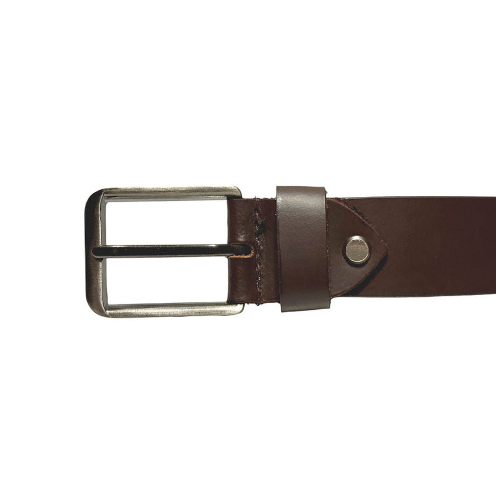 The Jericho Belt - Classic Brown Leather Belt | Silver