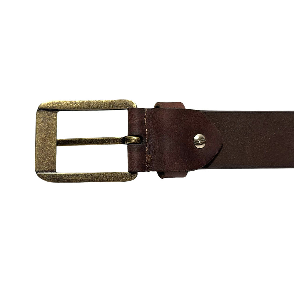 The Jericho Belt - Classic Brown Leather Belt | Bronze