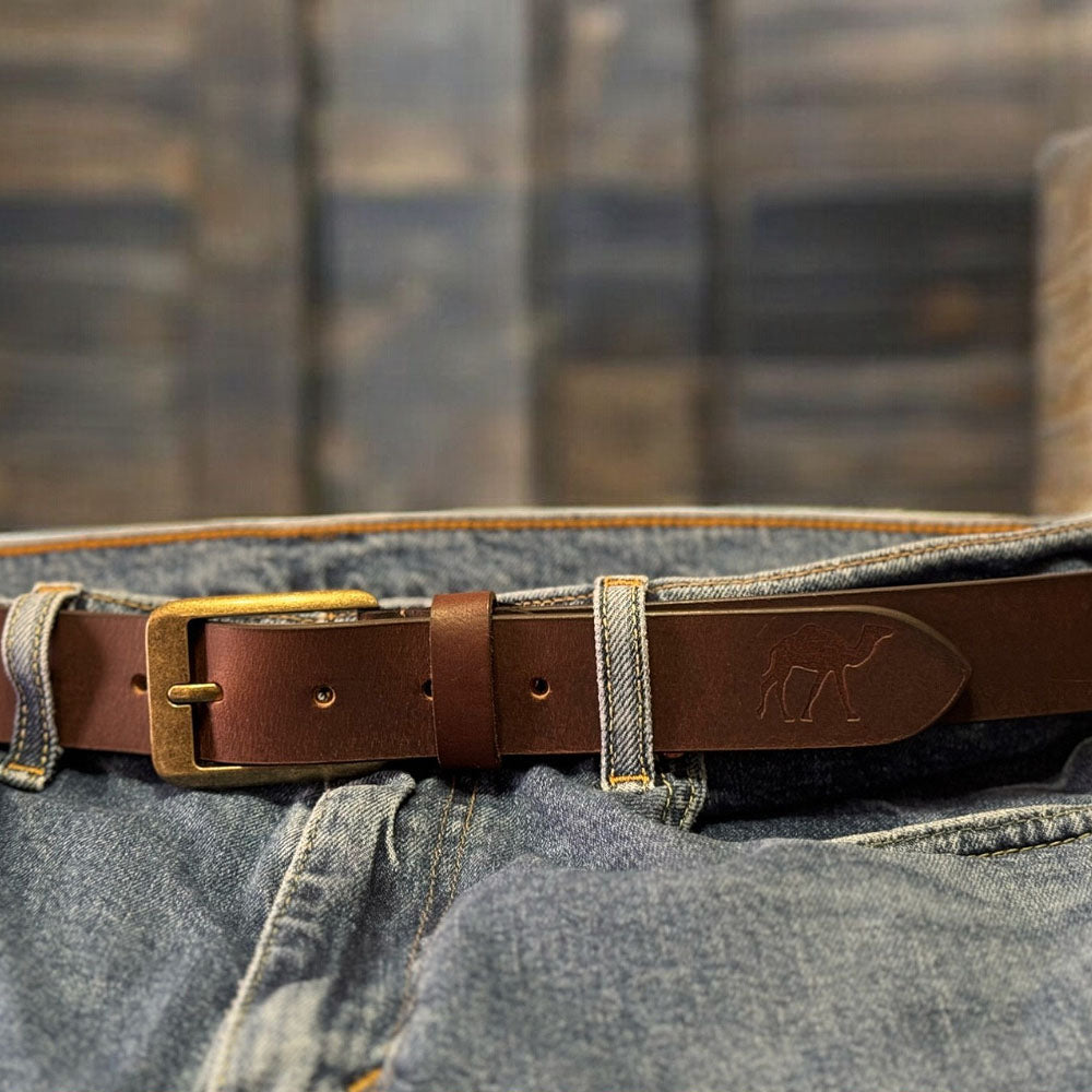 The Jericho Belt - Classic Brown Leather Belt | Bronze