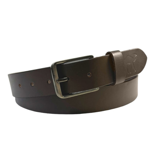 The Jericho Belt - Classic Brown Leather Belt | Silver