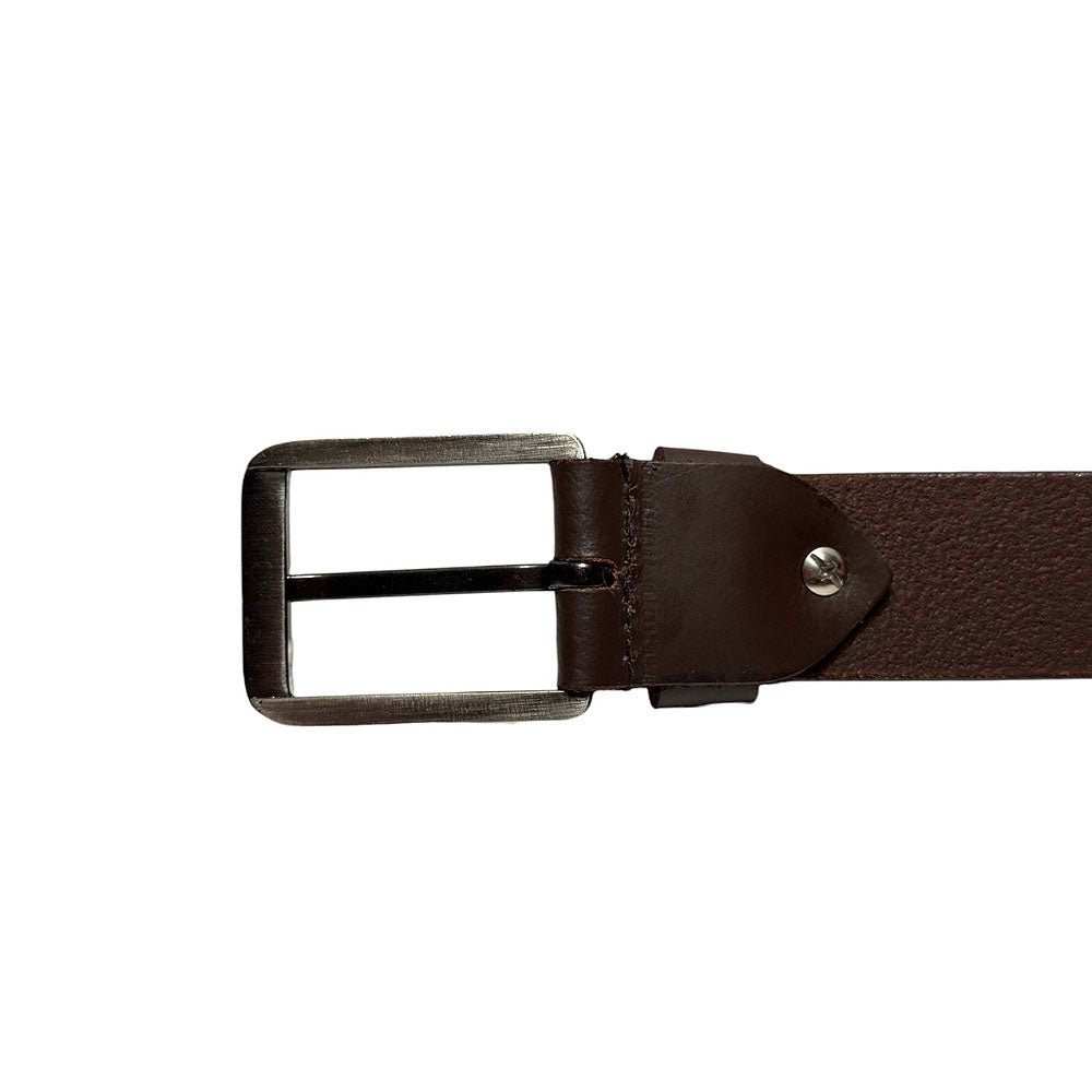 The Jericho Belt - Classic Brown Leather Belt | Silver