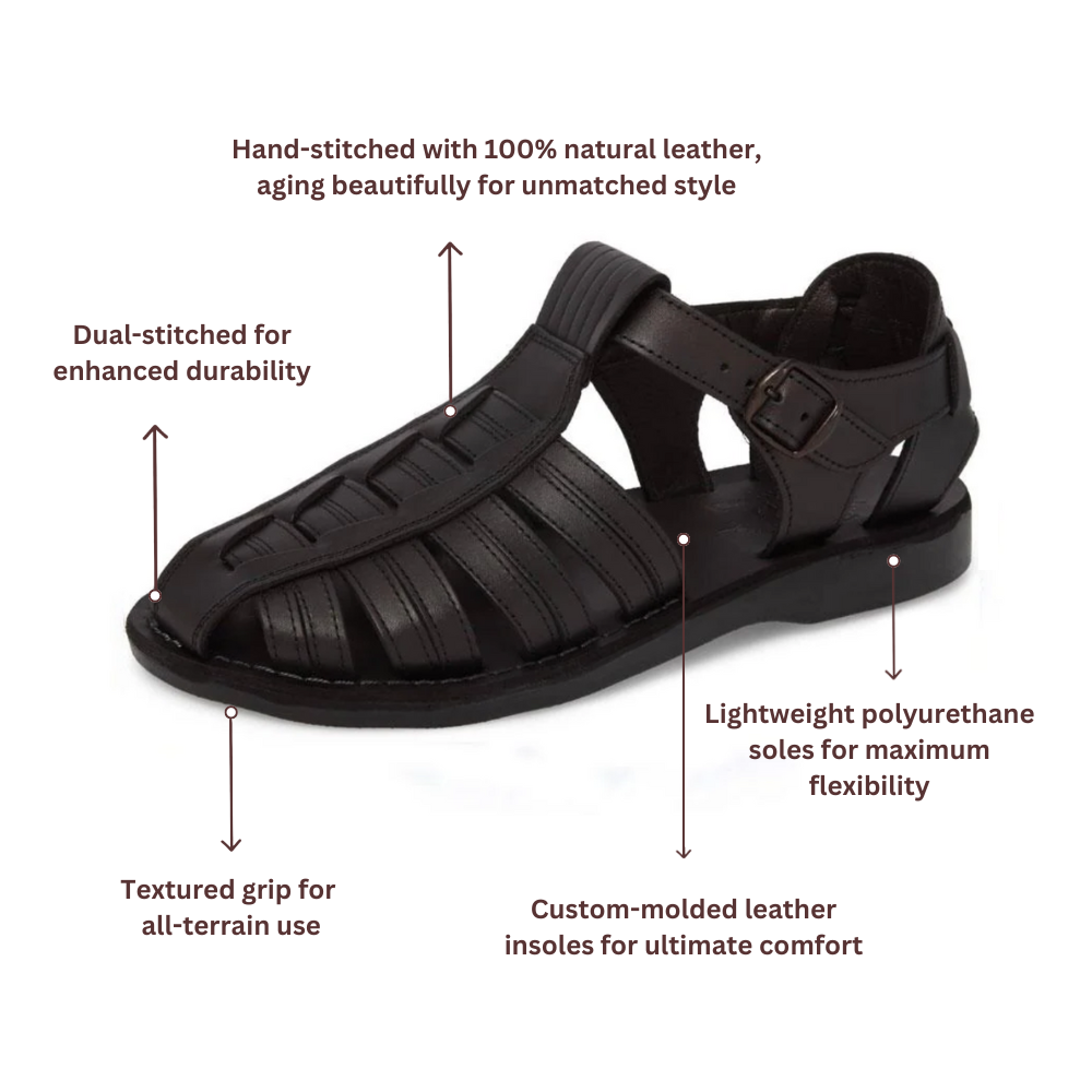 Barak - Leather Closed Toe Sandal | Black