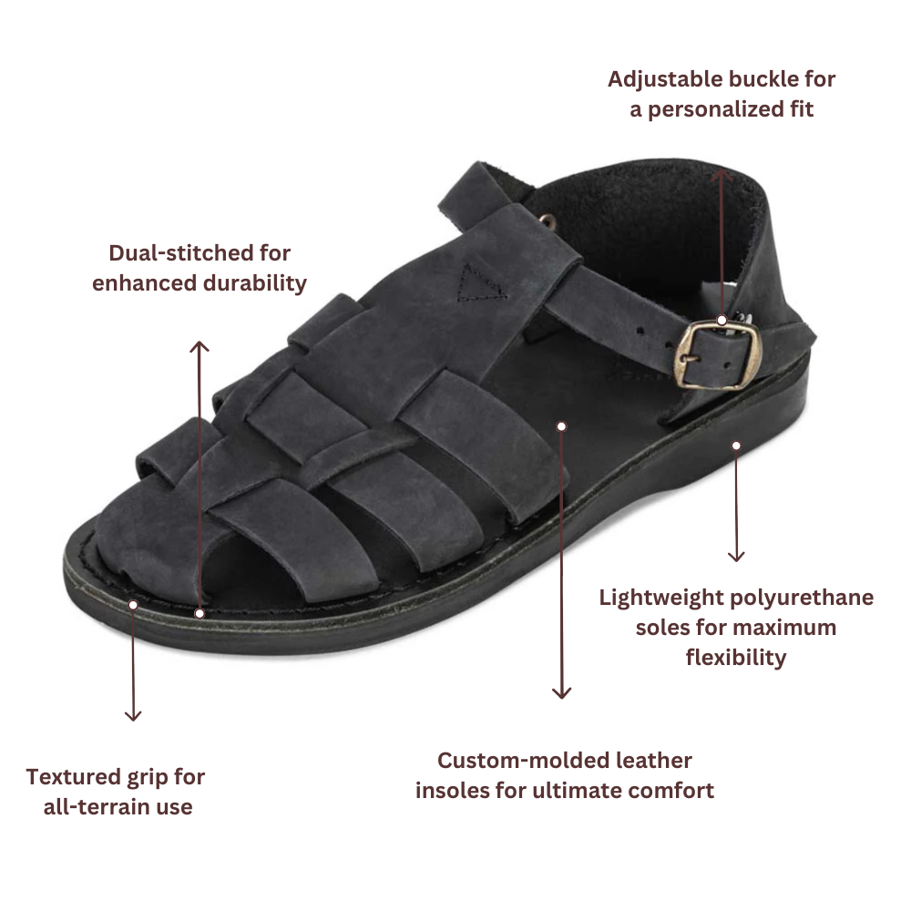 Daniel - Leather Fisherman Sport Sandal | Black Nubuck