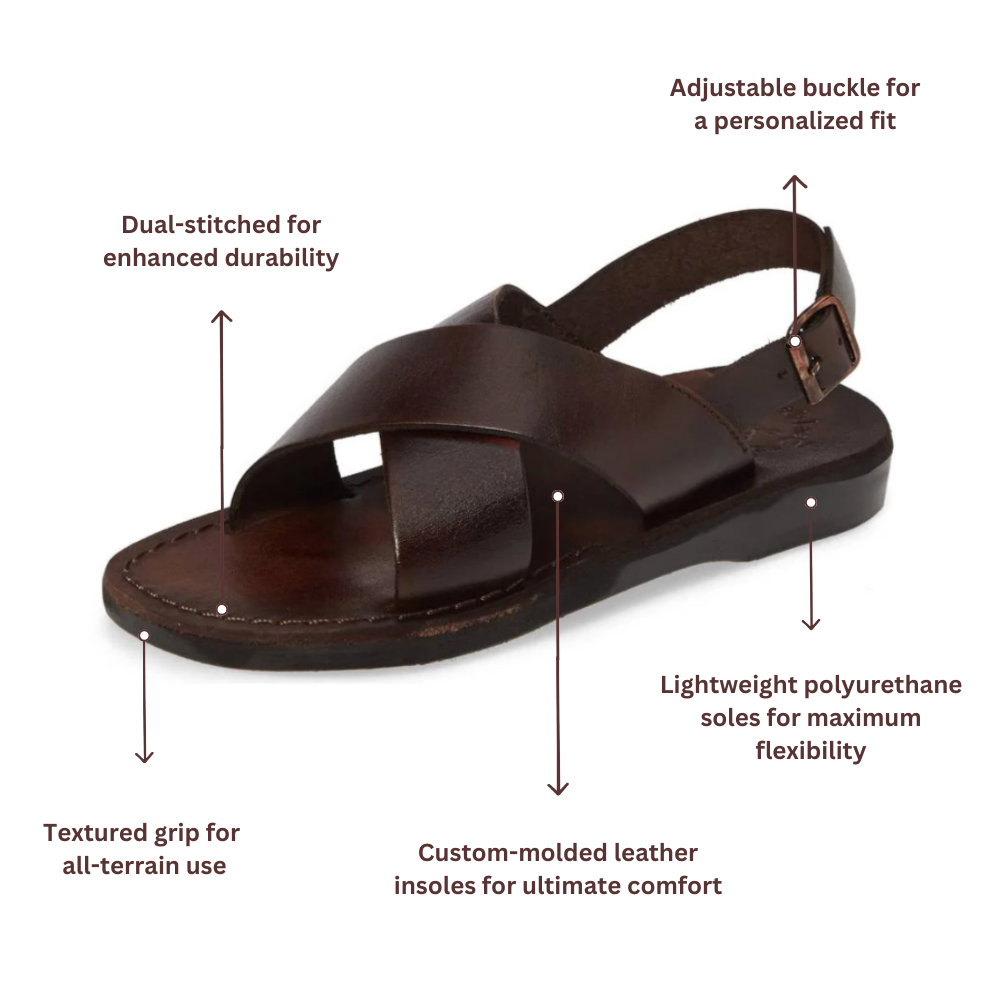 Elan Buckle - Leather Thick Strap Sandal | Brown