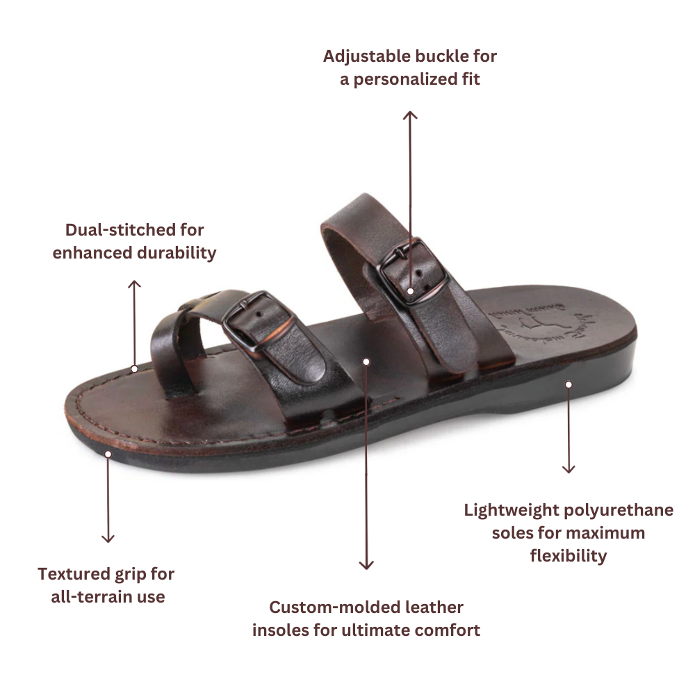 Eran - Adjustable Strap Flat Sandals | Brown