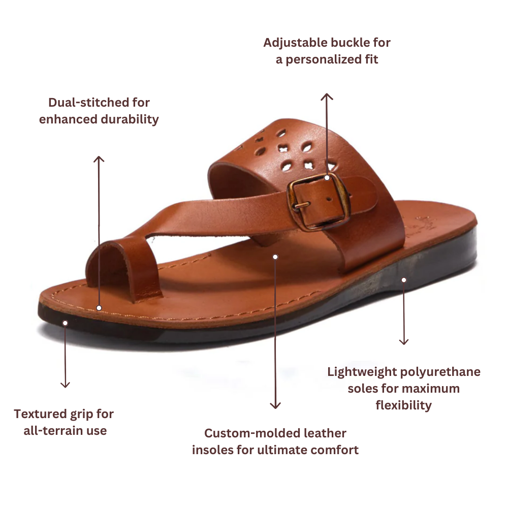 Ezra - Leather Cut Out Sandal | Honey