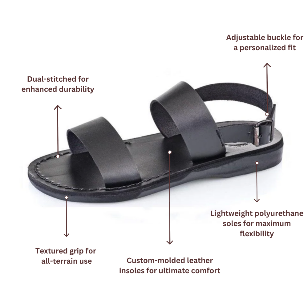 Golan - Leather Two Strap Sandal | Black