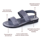 Golan - Leather Two Strap Sandal | Grey