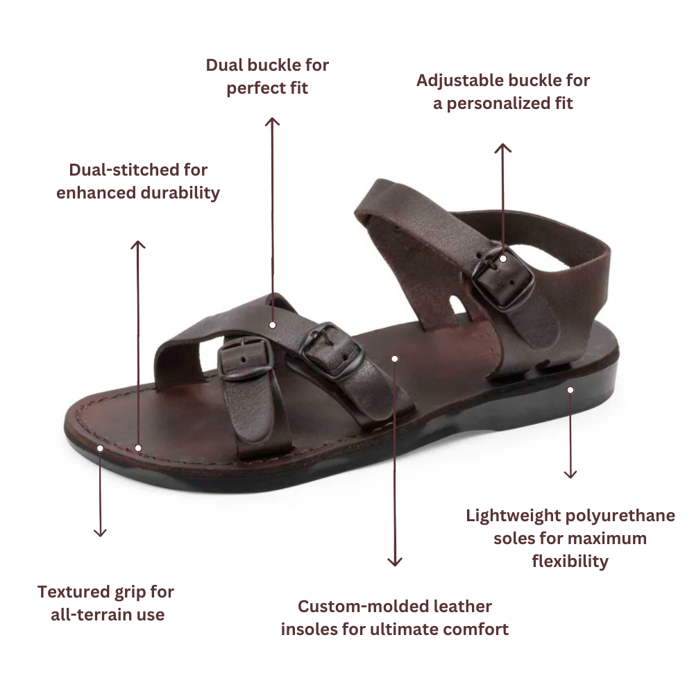 James - Leather Adjustable sandal | Brown