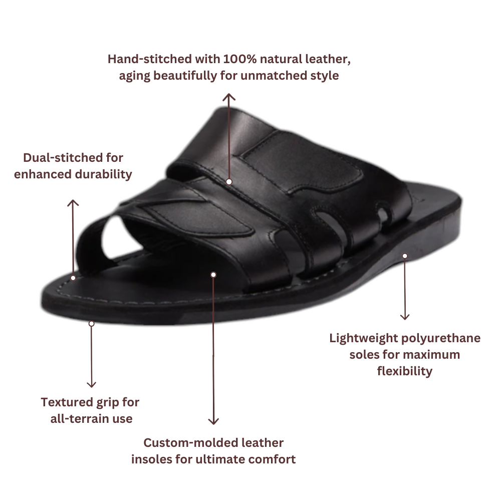 Mateo - Leather Open Toe Slide Sandal | Black