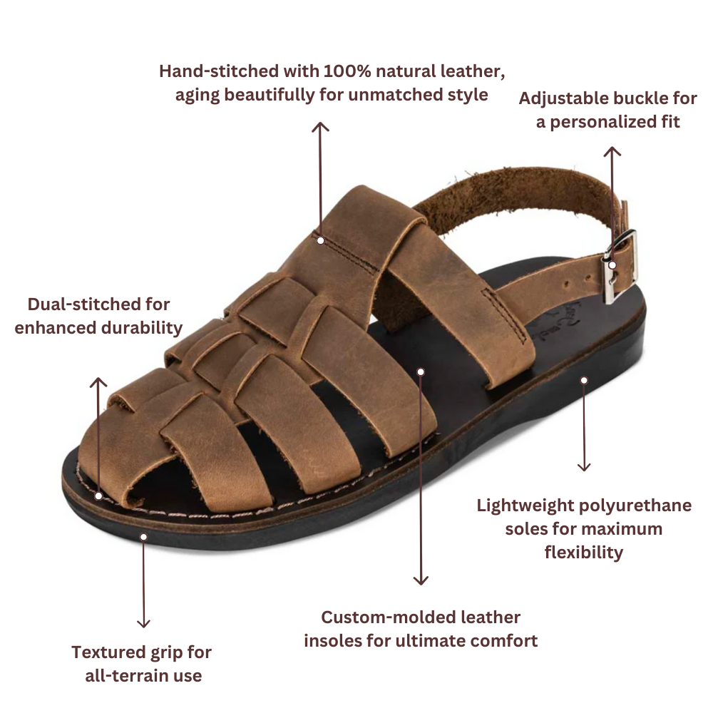 Michael - Closed Toe Leather Fisherman Sandal | Oiled Brown