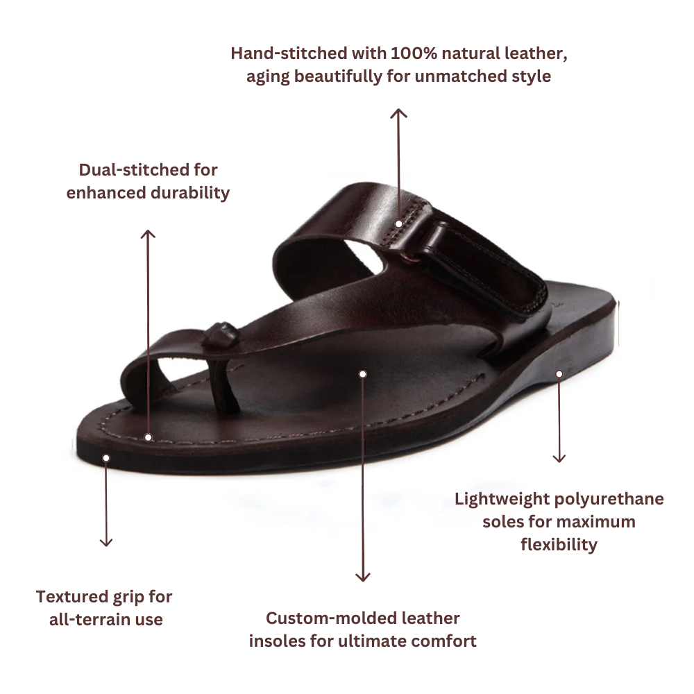 Rafael - Leather Velcro Strap Sandal | Brown