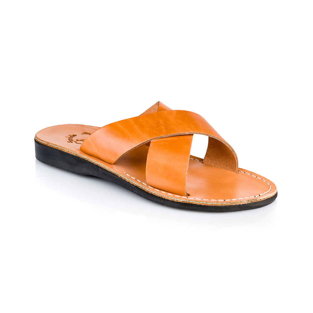 Elan - Leather Cross Strap Sandal | Tan